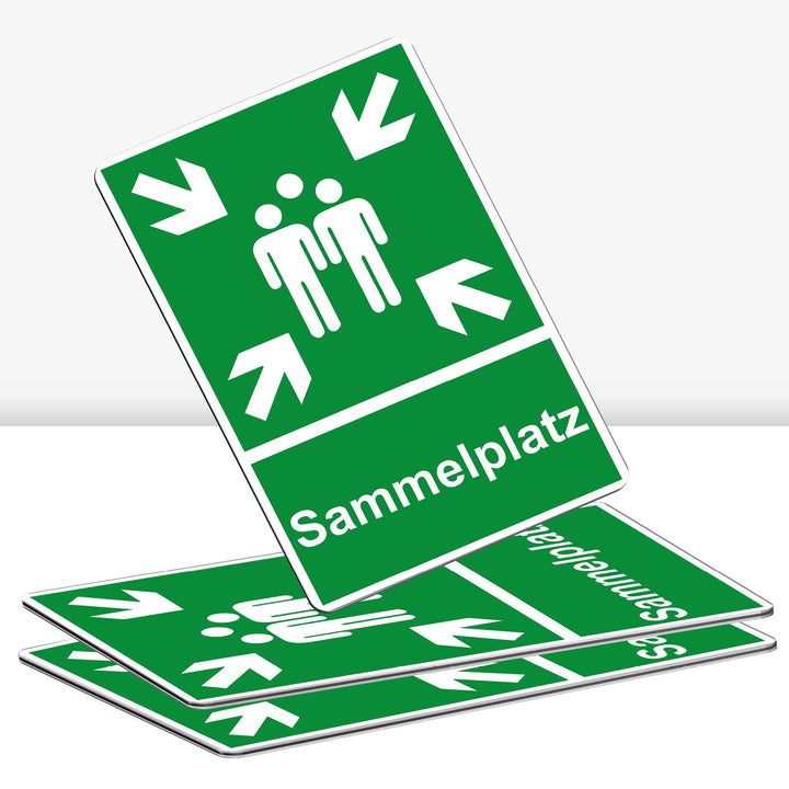 3 Stück XXL Sammelplatz Schild 30 x 40 cm Alu 3mm Alu-Dibond stabile Aluminiumverbundplatte Sammelst