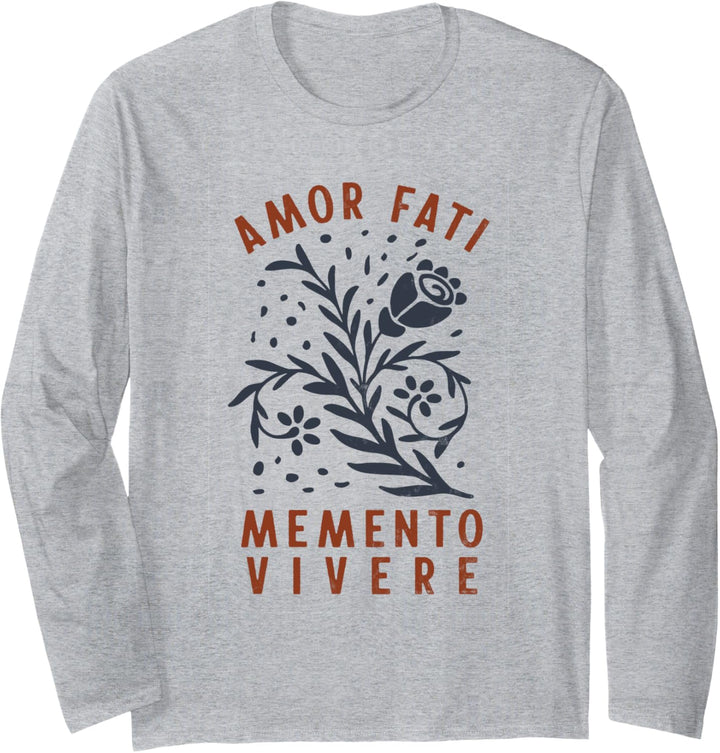 Stoisches Zitat | Amor Fati | Gebrannte Orange Langarmshirt