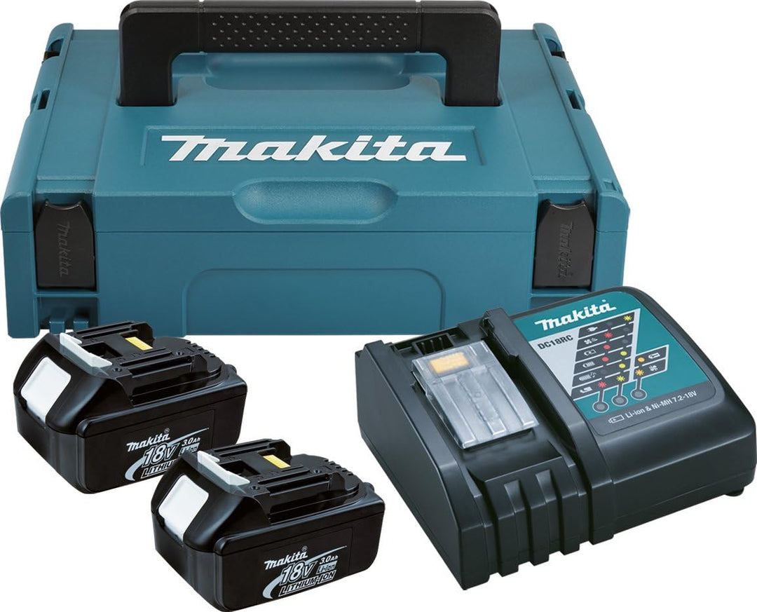 Makita Power Source Kit 3 Ah, 2 Akkus, Inklusive Ladegerät und Koffer, 196693-0