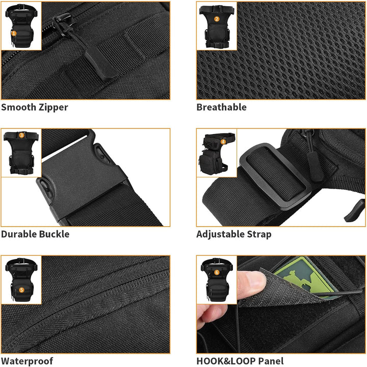 Huntvp Militär Beintasche Motorrad Taktische Oberschenkeltasche MOLLE Hüfttasche Herren Tactical Leg
