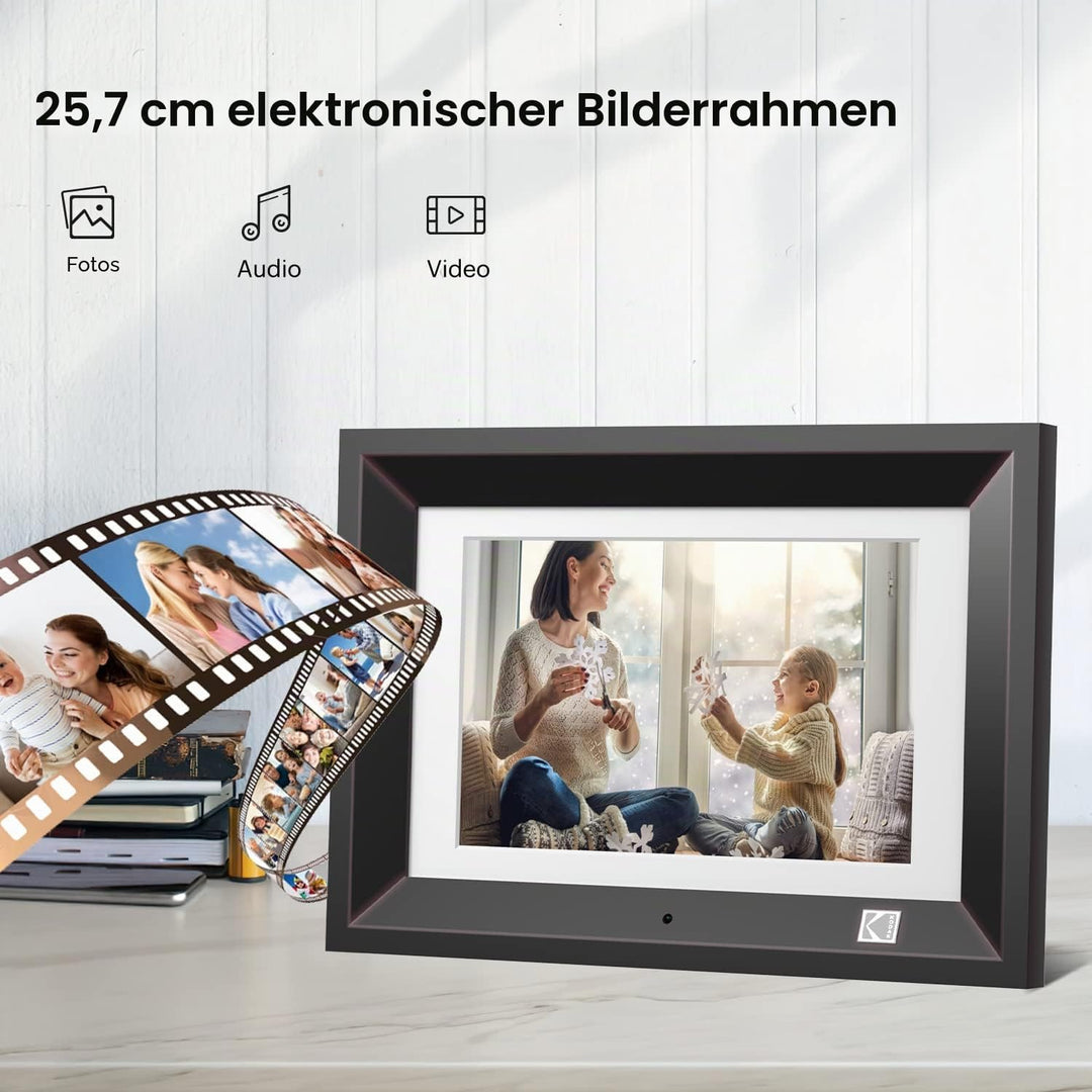KODAK10.1 Zoll Digitale Bilderrahmen, KODAK Elektronischer Fotorahmen, IPS-Bildschirm, Foto/Musik/Vi