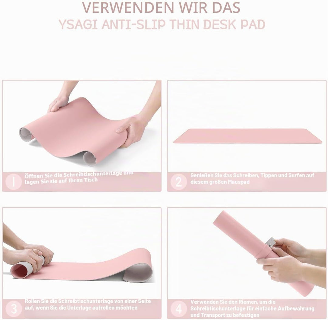 YSAGi Schreibtischunterlage, Mauspad mit Leder und Rutchfeste Wildleder, Multifunktionales Office Mo