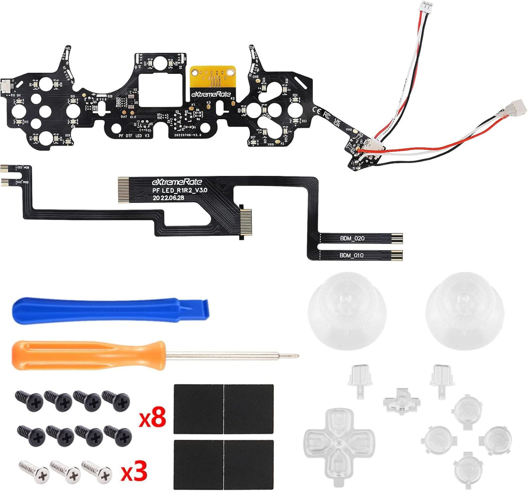 eXtremeRate Leuchttaste DTF LED V3 Kit für ps5 Controller BDM-010&BDM-020 D-Pad Tasten Thumbsticks R