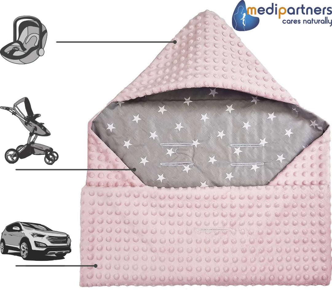 Medi Partners Einschlagdecke Baby Babyschale 100% Baumwolle für Sommer 85x85cm Kinderwagen Kuschelde