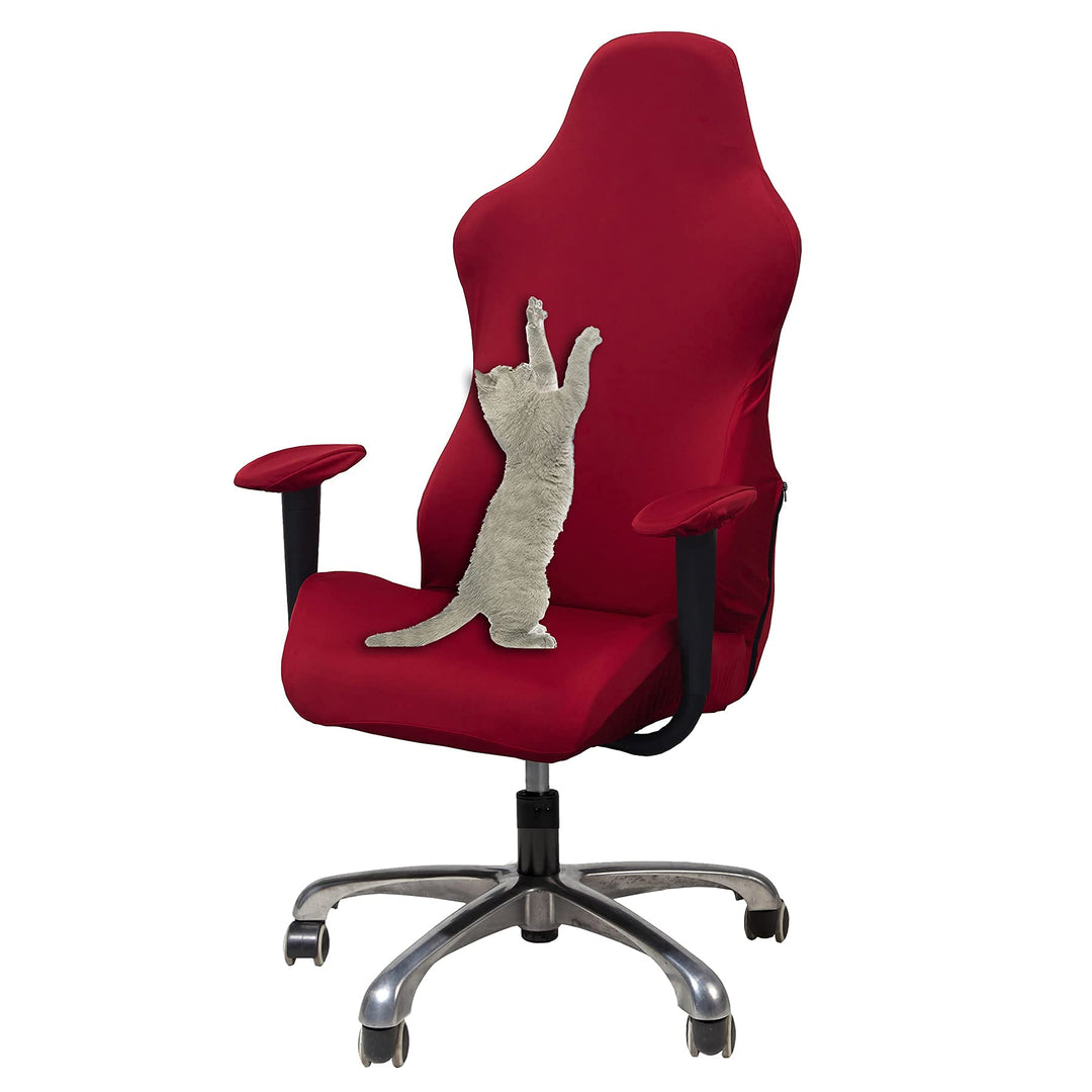 KiKiYe Gaming-Stuhl-Überzug, Stretch-Sitzbezug, für Leder, Computerstuhl, mit Rüschen, Schwarz, Einh
