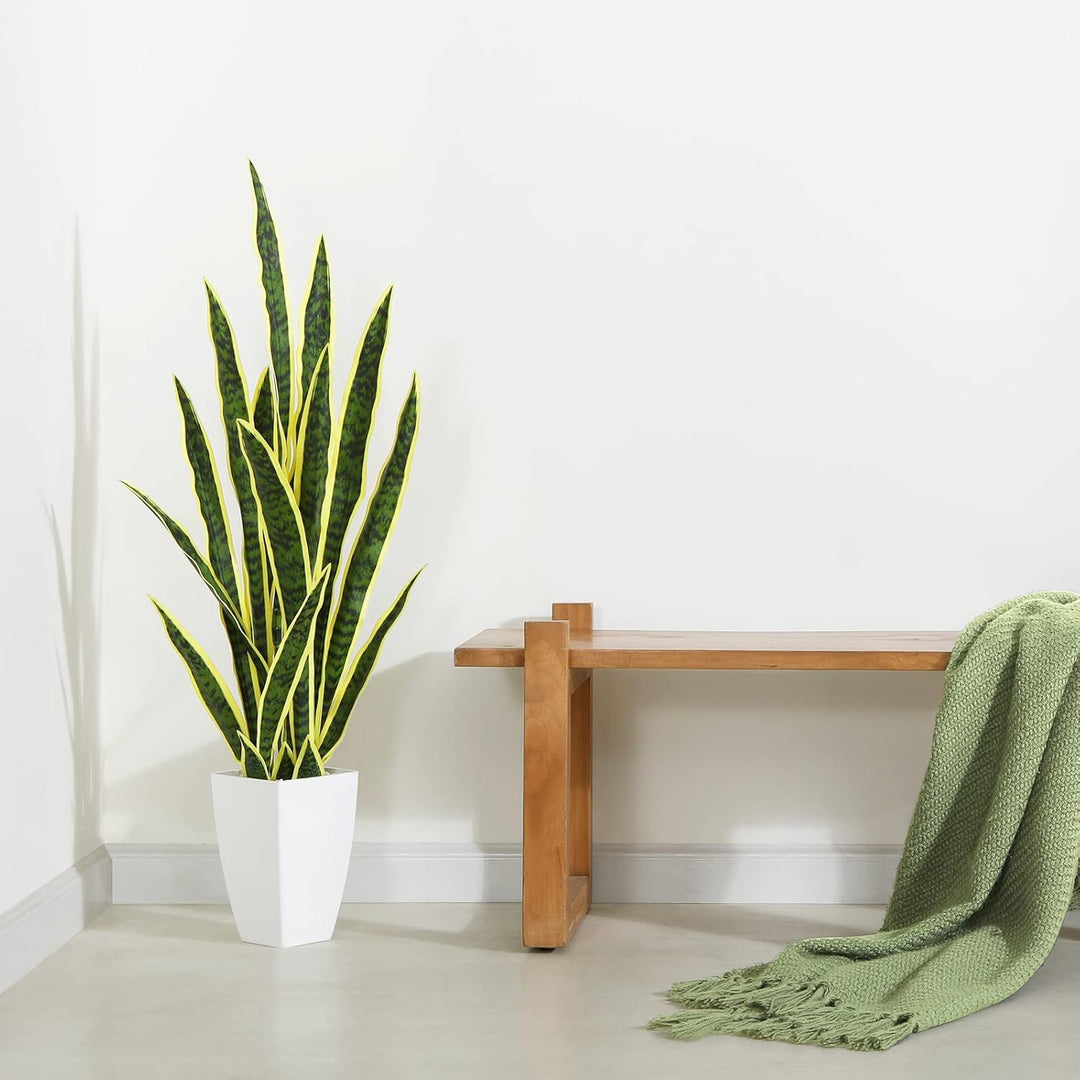 CROSOFMI Kunstpflanze Bogenhanf 110 cm Künstliche Pflanzen Gross Wie Echt Sansevieria Plastikpflanze