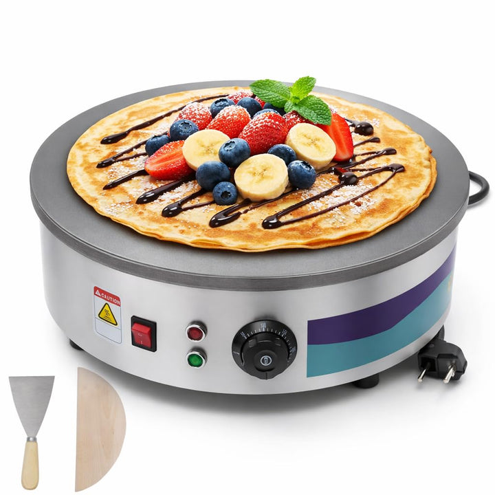 Crêpes Maker, 45 cm Gusseisen Platte, 220V 3000W Gastro Crepes Maschine mit Spatel &amp; Teigschaber, 50