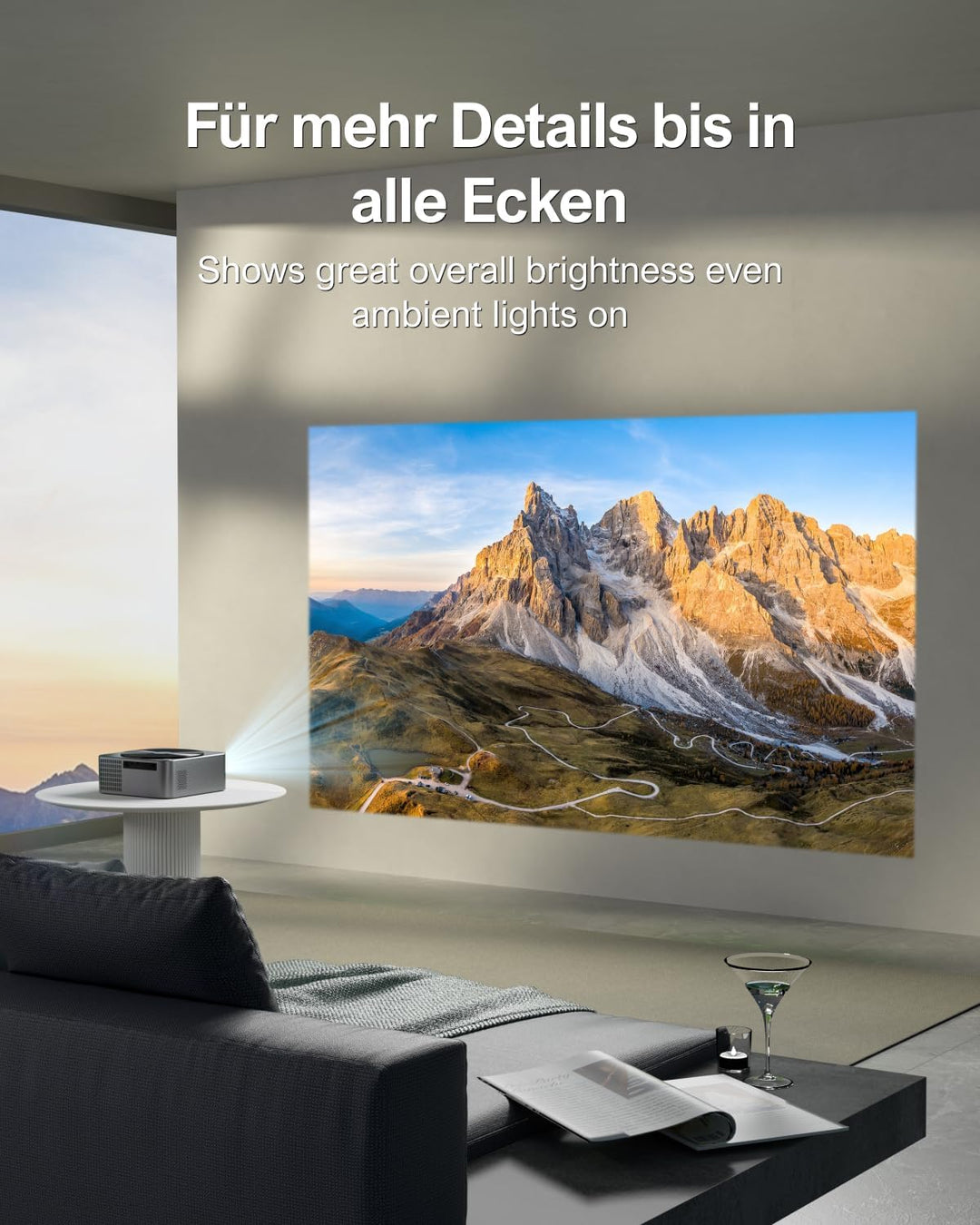 ULTIMEA Beamer WiFi Bluetooth Auto Fokus/Keystone, 700ANSI 21000 Lux, Overheadprojektor 4K, unterstü