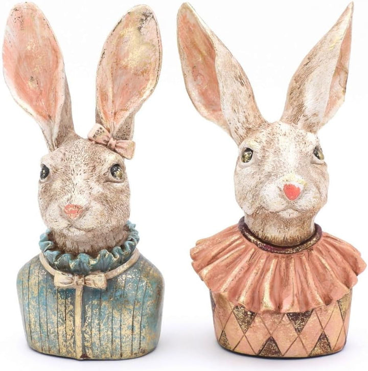 Hasenskulpturen 2 Stück als Pärchen, ca. 22 cm hoch, Hasenfiguren Klara und Karl