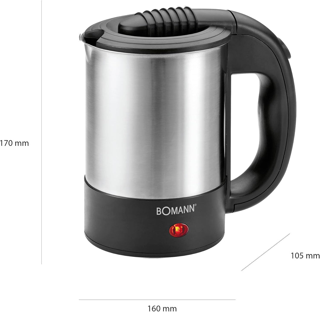 Bomann® Wasserkocher mit 0,5L Füllmenge | Wasserkocher klein ideal für unterwegs | Reisewasserkocher