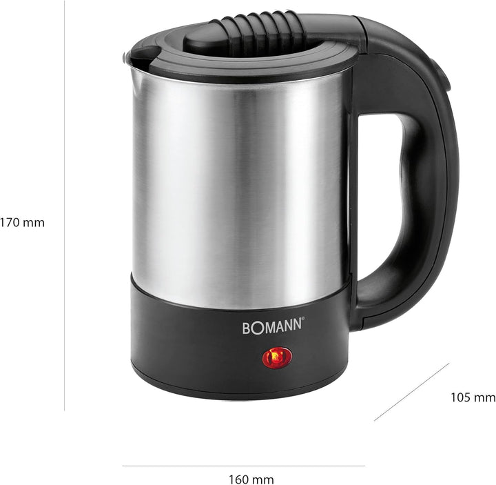 Bomann® Wasserkocher mit 0,5L Füllmenge | Wasserkocher klein ideal für unterwegs | Reisewasserkocher