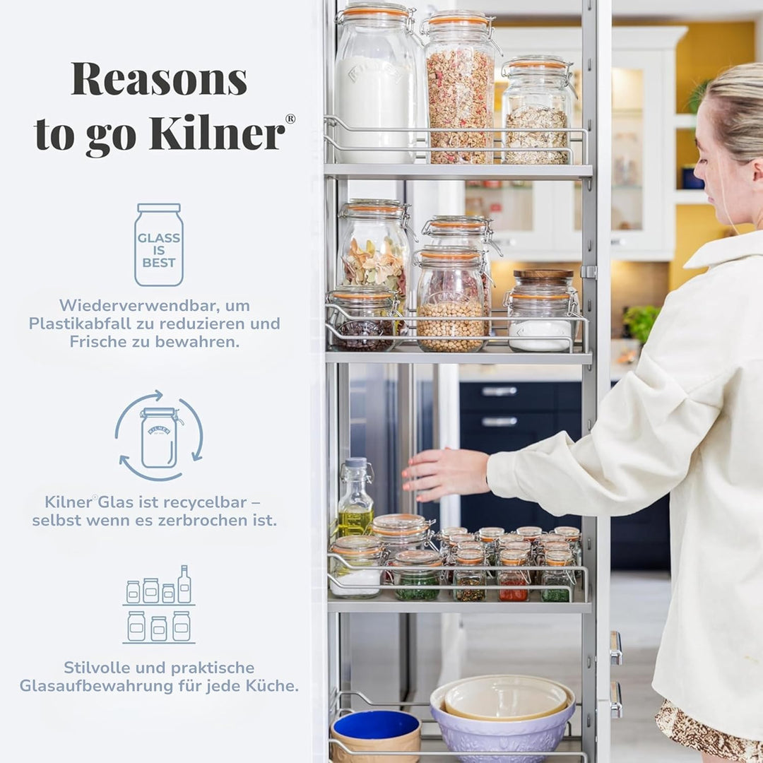 Kilner 3 Liter Müsli-Spender aus Glas | Vorratsdose mit luftdichtem Glas & Silikondeckel | Ausgiesst