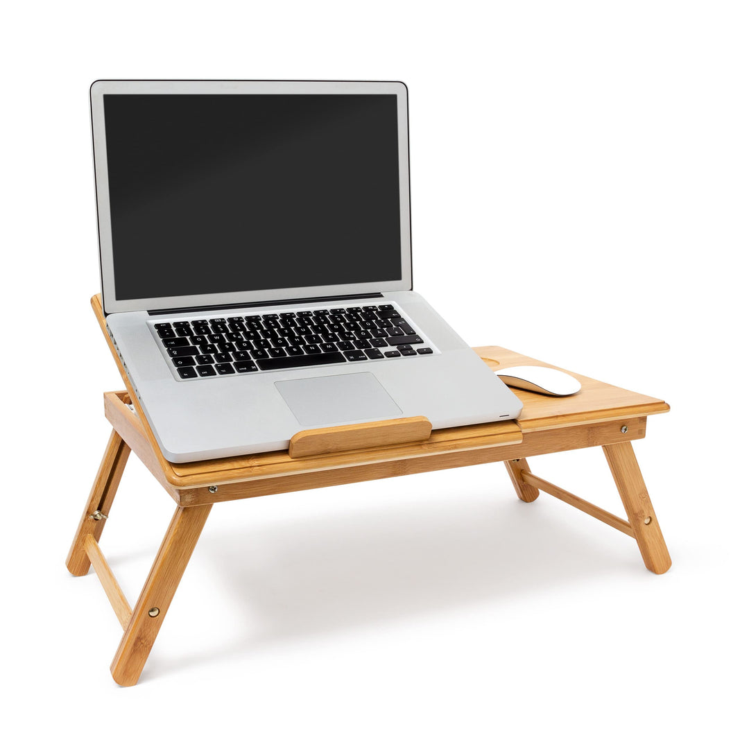 Relaxdays Betttablett Bambus höhenverstellbar HBT 30,5 x 72,5 x 35 cm Laptop Tisch für Notebook mit