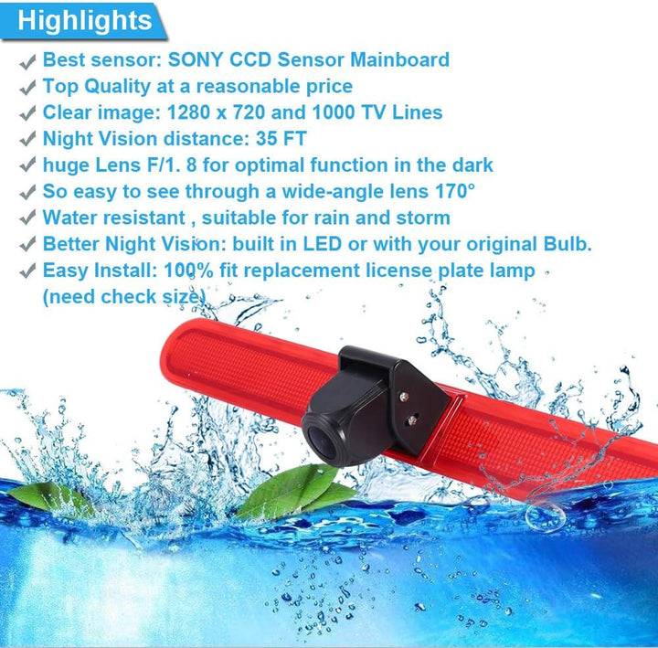 「12mm Objektiv CMOS Rückfahrkamera+ 4.3 Zoll Auto Rückspiegel」Bremsleuchte Auto Dach Rückfahrkamera