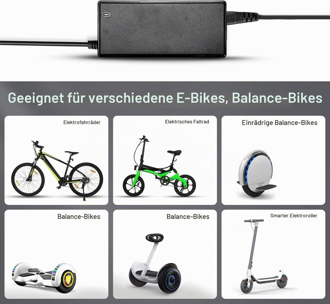 LEICKE Ladegeräte für E-Scooter 42V / 36V 2A 84W mit Rundstecker | Akku Netzteil für E-Roller, Elekt