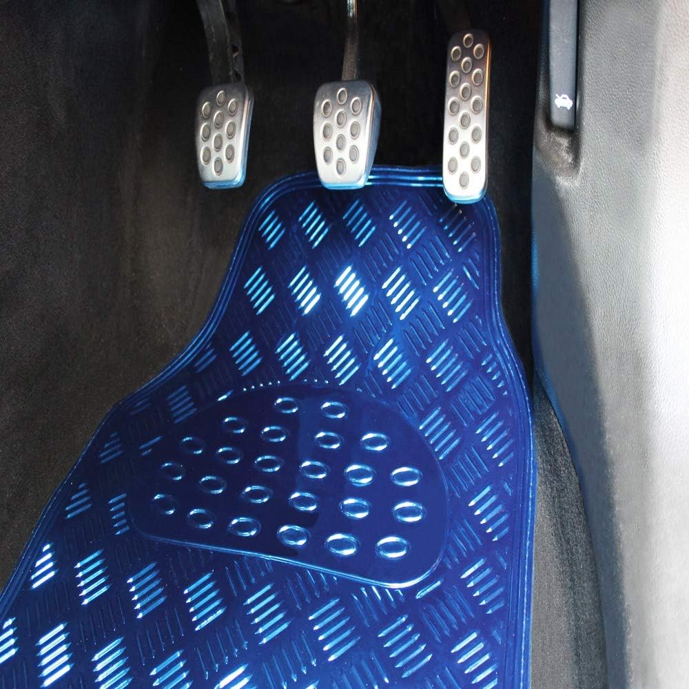 JVL 01-693 Titan Automatten-Set Metallisch mit Gummirückseite, Blau 4-teilig, Blau