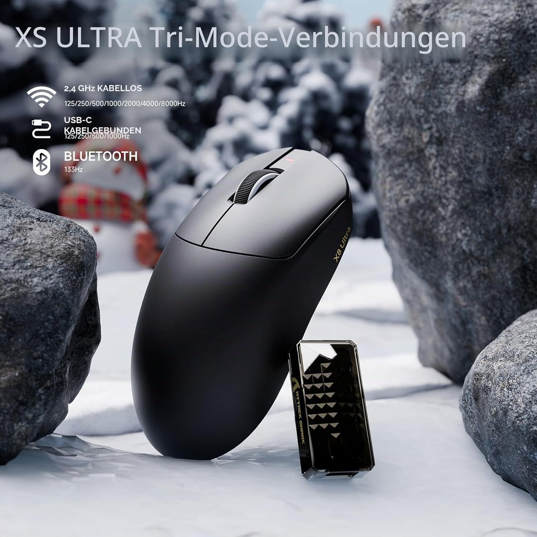 ATTACK SHARK X8 Ultra 8KHz Drahtlose Gaming-Maus, 55g Ultraleicht, Nordic52840, PAW3950MAX, 42KDPI,