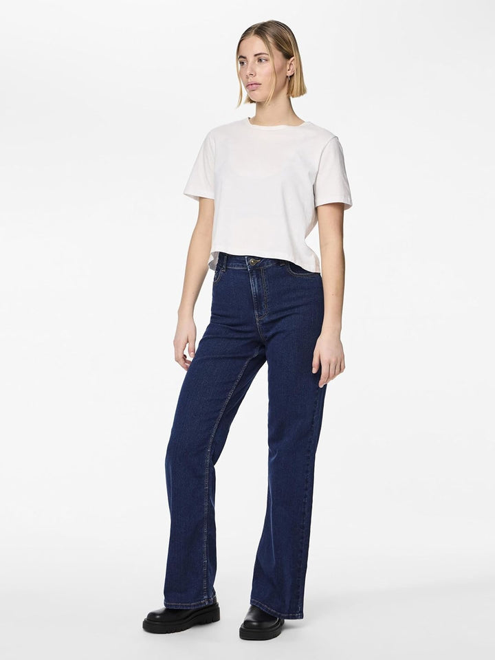 NAME IT Damen Pcpeggy Hw Wide Pant Db Noos Bc XS Dark Blue Denim, XS Dark Blue Denim