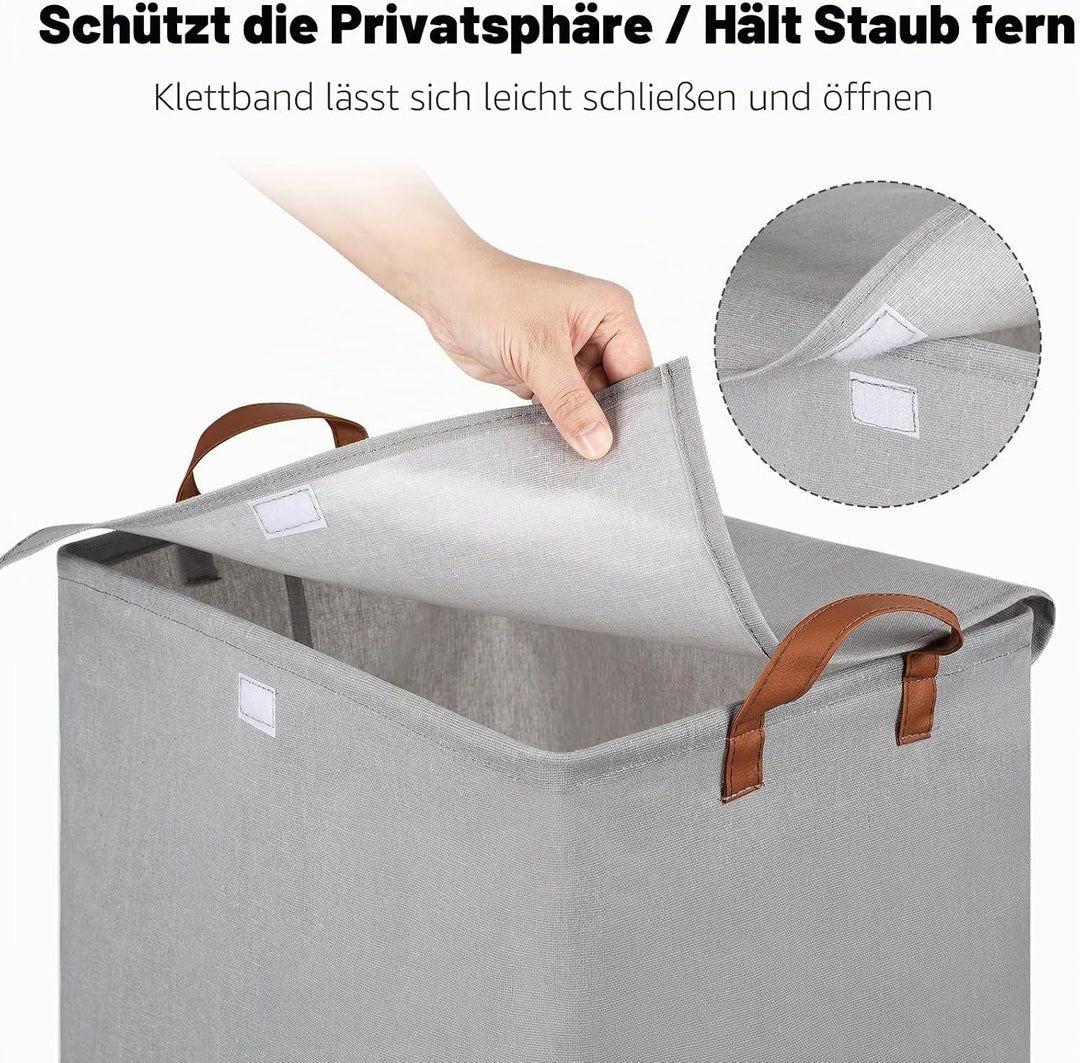 2er-Pack 80L Grosse Wäschekörbe für Wäsche mit Deckel, Faltbare Wäschekorb-Aufbewahrungslösungen mit