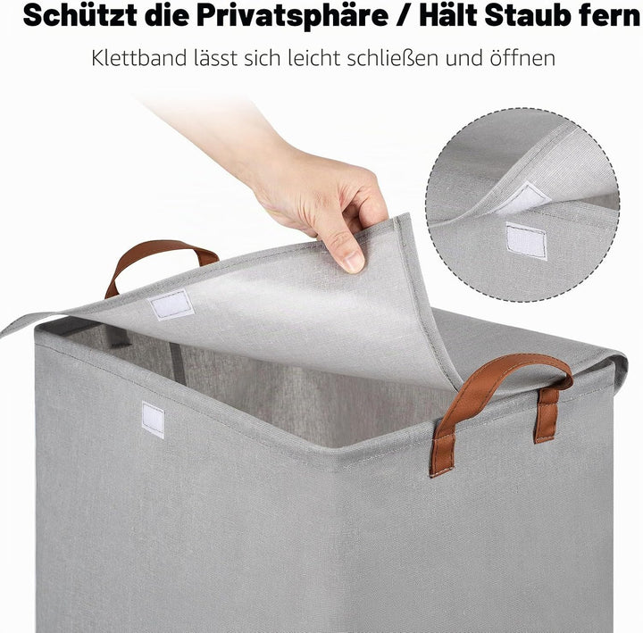 2er-Pack 80L Grosse Wäschekörbe für Wäsche mit Deckel, Faltbare Wäschekorb-Aufbewahrungslösungen mit