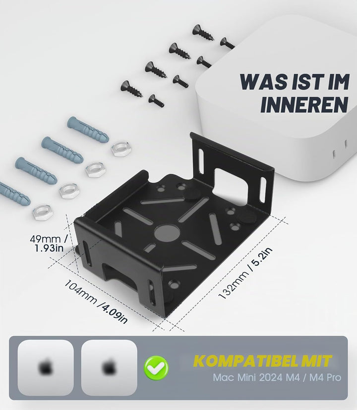 NEWZEROL VESA-Halterung kompatibel mit Mac mini M4 / Pro,Kohlenstoffstahl Platzsparend Halterung unt