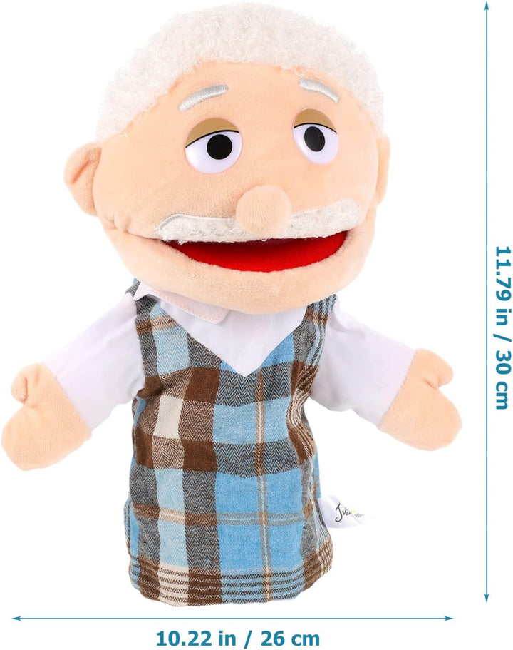 Toddmomy Kreative Handpuppe Opa Mit Beweglichem Mund Lebensartiges Handspielzeug Für Kinder Plüsch H