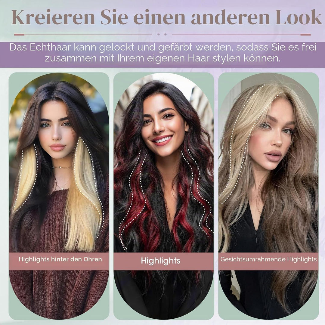 Benehair Clip in Extensions Echthaar 6 Stück, 25CM Single Clip Echthaar Extension Highlights für Fra