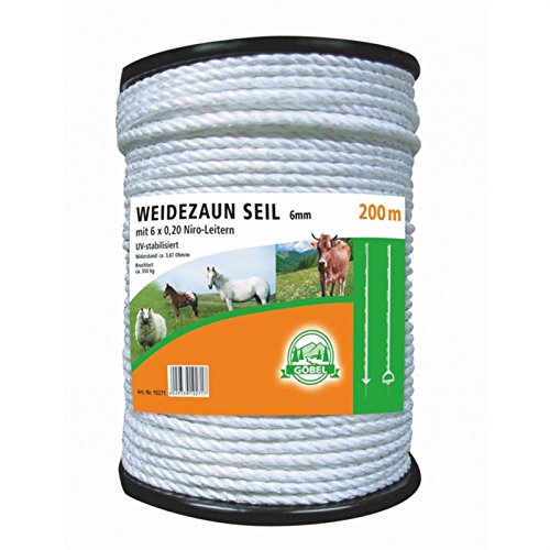 Weidezaun Elektroseil 200m 8mm 6 x 0,40 Niroleiter 1,20 Ohm/m winterfest lange Lebensdauer