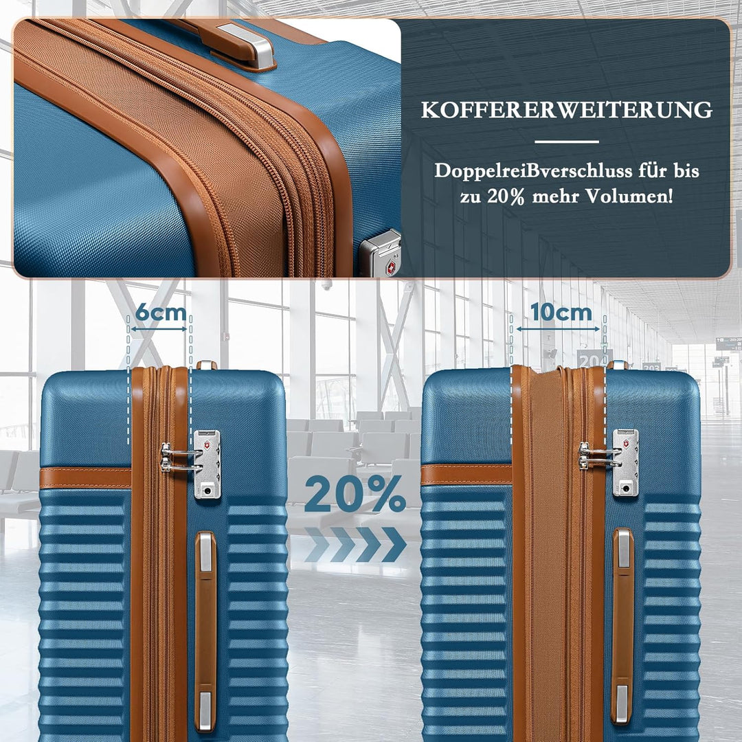 Joyway Kofferset 5tlg von ABS Hartschalen Erweiterbar Trolley Kofferset mit 4 Rollen und TSA-Schloss