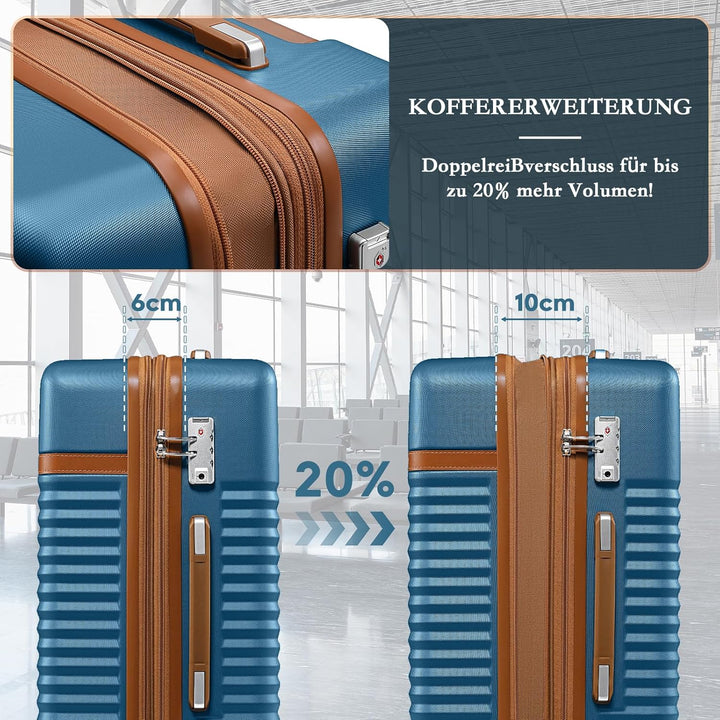 Joyway Kofferset 5tlg von ABS Hartschalen Erweiterbar Trolley Kofferset mit 4 Rollen und TSA-Schloss