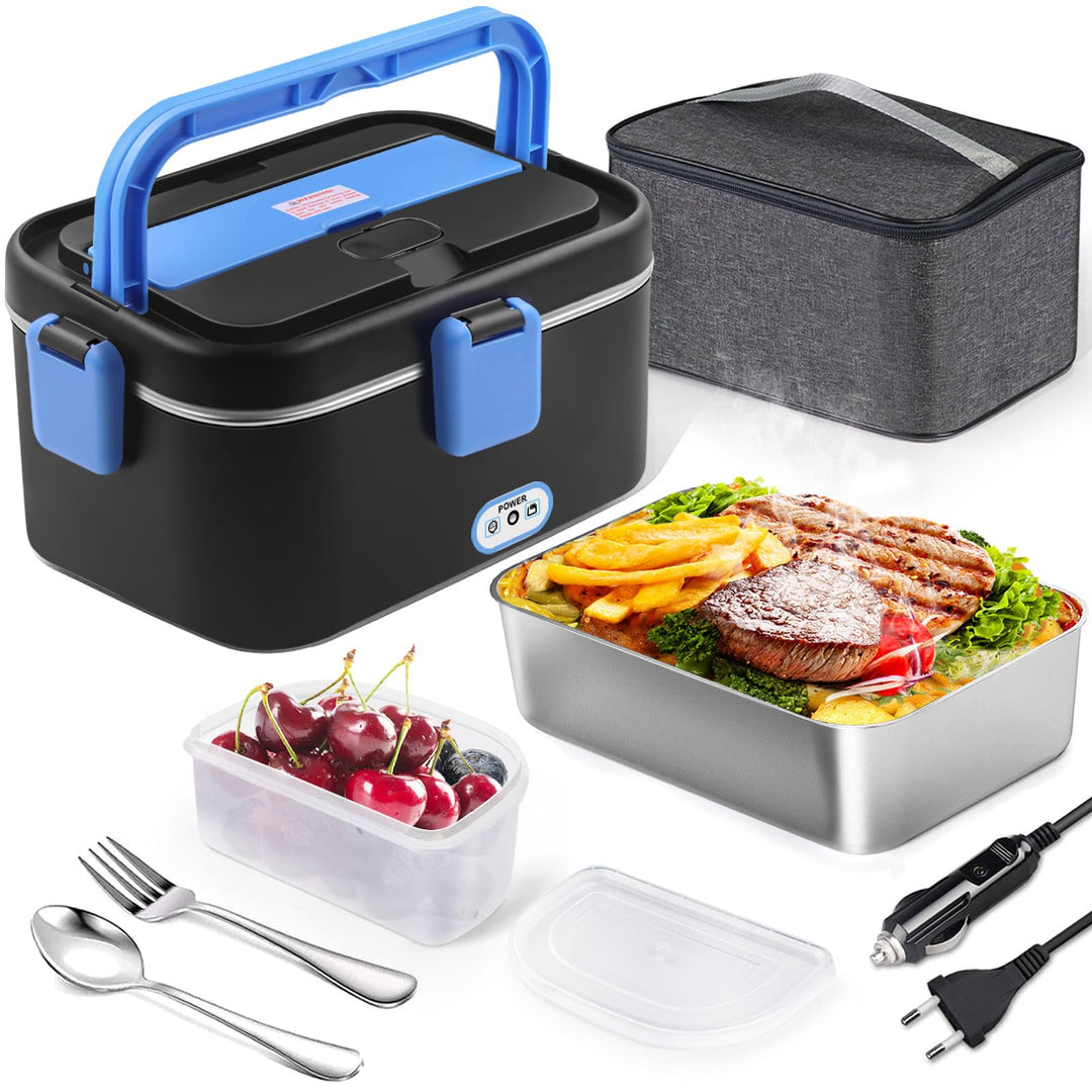AUTOPkio Elektrische Lunchbox 1,8L 80W, Grosser Beheizbare Speisenwärmer für Auto LKW Büro 12V/24V/2