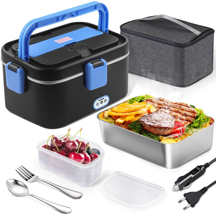 AUTOPkio Elektrische Lunchbox 1,8L 80W, Grosser Beheizbare Speisenwärmer für Auto LKW Büro 12V/24V/2