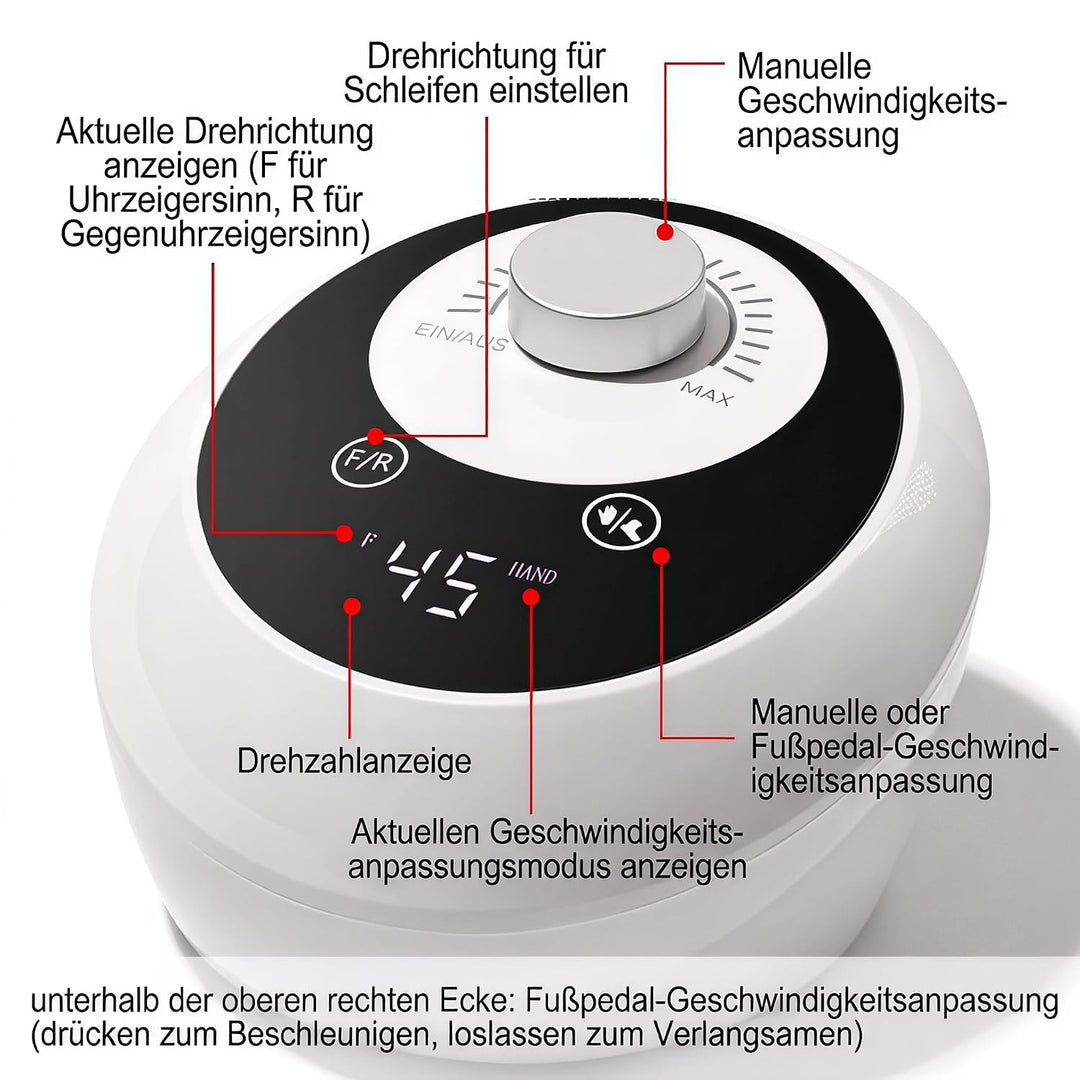 Elektrisch Nagelfräser Professionelle, 45000 U/Min Nagelfräser für Gelnägel, Elektrische Nagelfeile