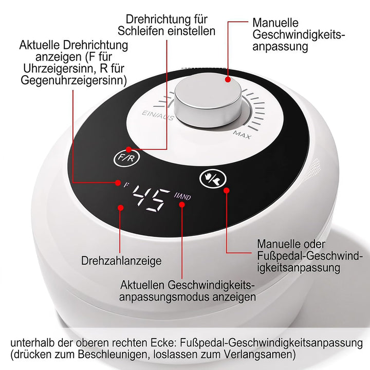 Elektrisch Nagelfräser Professionelle, 45000 U/Min Nagelfräser für Gelnägel, Elektrische Nagelfeile