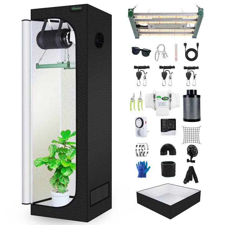 Grow Set Komplettset, Led Grow Tent Kit,120W LED Grow Lampe Vollspektrum,Komplettes Hydroponics 600D