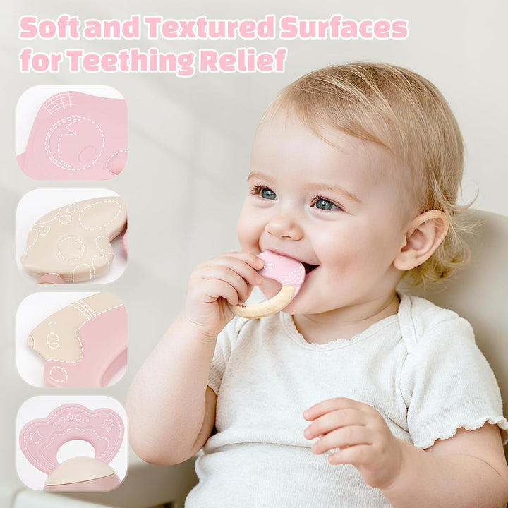 Baby Spielzeug ab 3 Monate, Beissring Baby Rassel 0-6 Monate Sensorik Zahnungshilfe Neugeborenen Ges