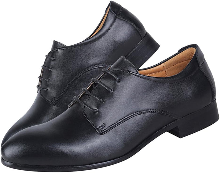ANUFER Herren Echtes Leder Kleider Schuhe Formell Geschäft Derby Schnürsenkel 44 EU Schwarz, 44 EU S