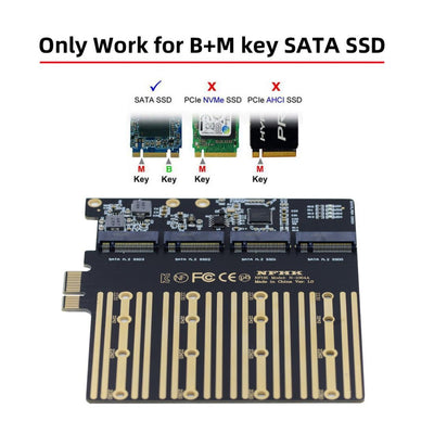 chenyang M.2 SSD auf PCI-E X1 Adapter 4 SATA NGFF SSD auf PCI-E X1 Erweiterungskartenadapter mit 12c