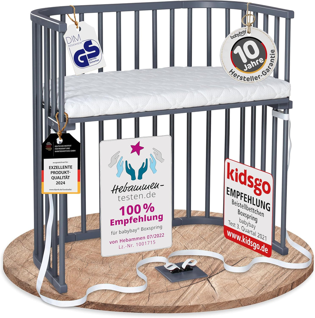babybay Boxspring Beistellbett aus massivem Buchenholz / kompakt & verwandelbar / Kinderbett Höhe st