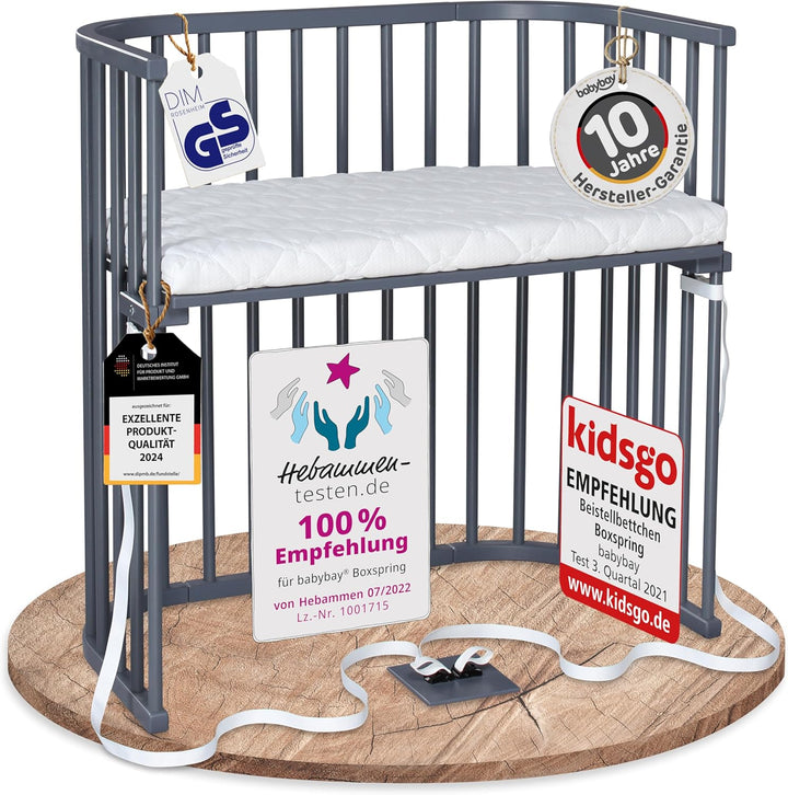babybay Boxspring Beistellbett aus massivem Buchenholz / kompakt & verwandelbar / Kinderbett Höhe st