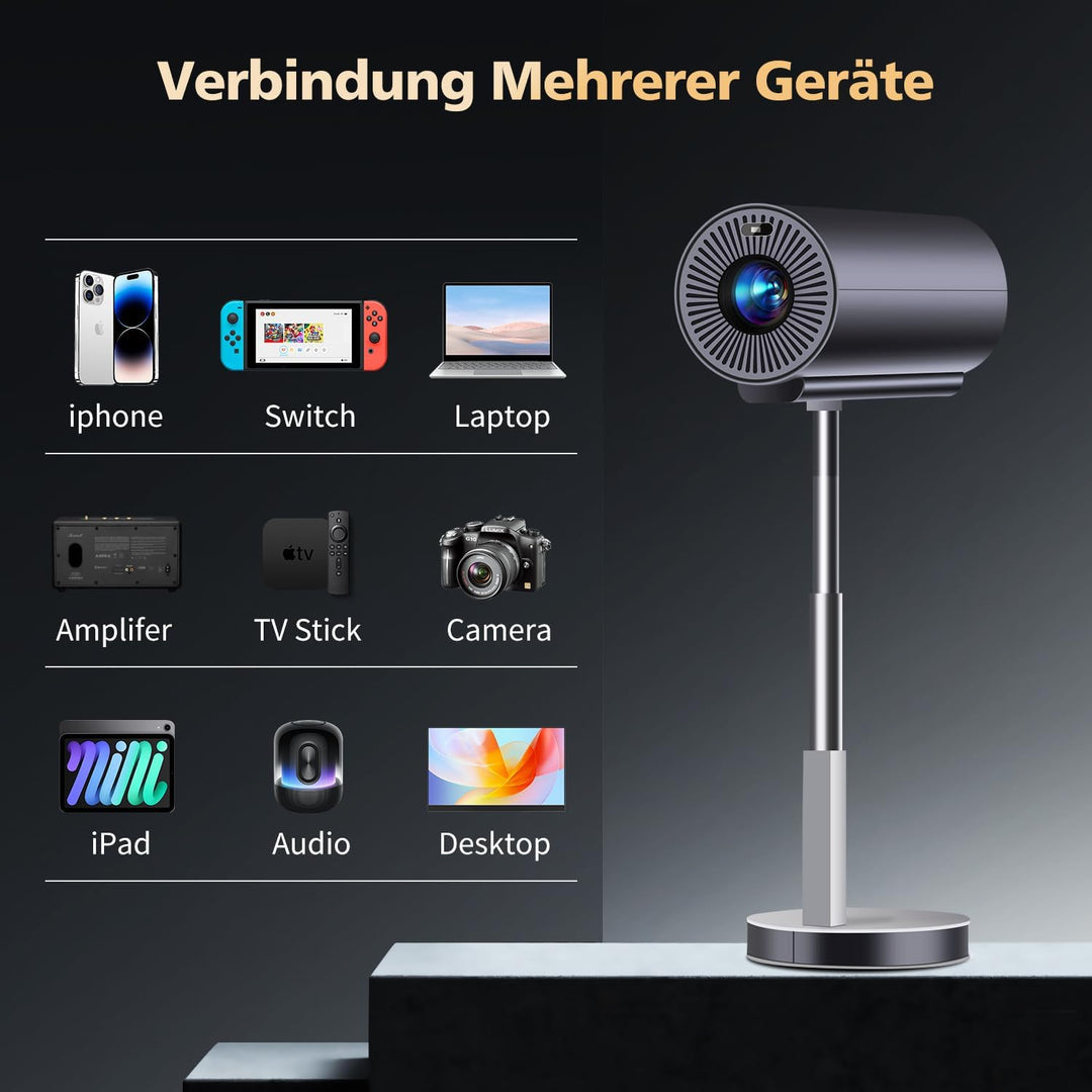 Autofokus/Trapezkorrektur VGKE Mini Beamer Heimkino 4K Unterstützt, 15000 Lumens Full HD Videoprojek