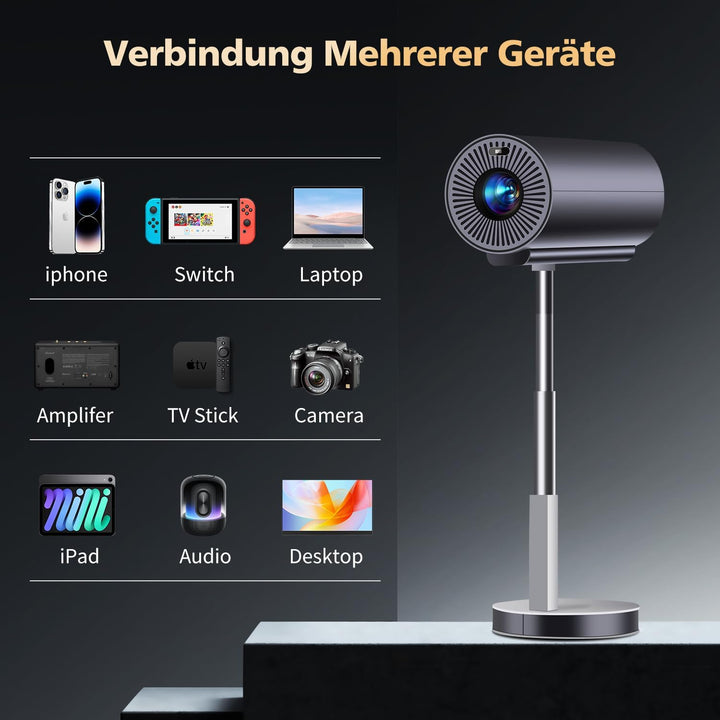 Autofokus/Trapezkorrektur VGKE Mini Beamer Heimkino 4K Unterstützt, 15000 Lumens Full HD Videoprojek