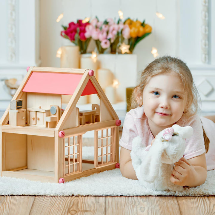 Cabilock 8 Stück Puppenhaus Fensterrahmen aus Holz, 12-Raster Miniatur Fenster 1:12 Modellbau Zubehö