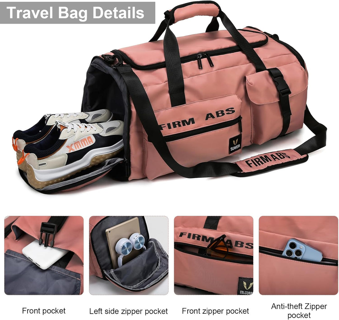 Reisetasche Gross Damen Herren 65L Sporttasche mit Schuhfach und Nass-Trockenfach Large Capacity Tra
