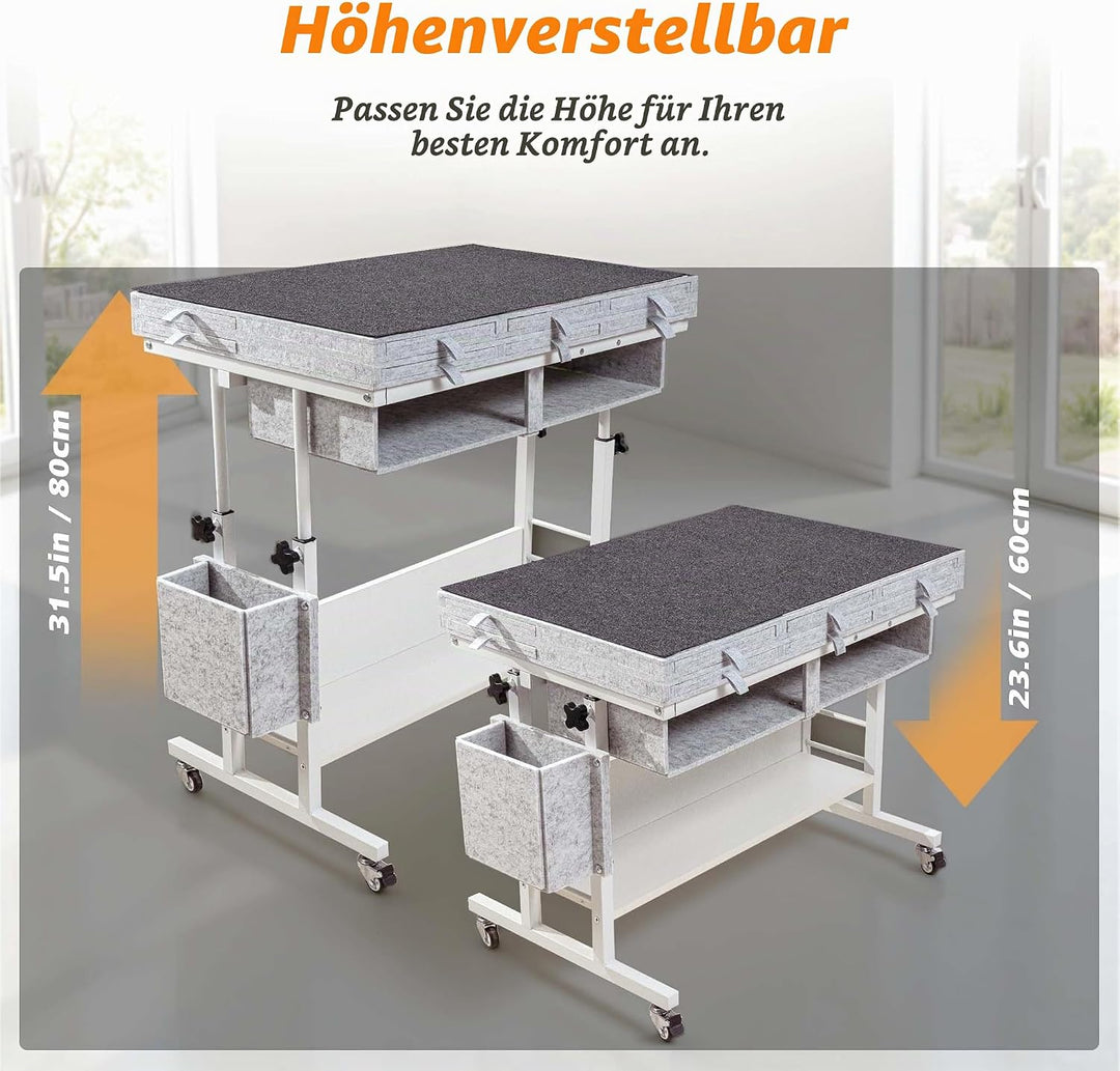 Tektalk Faltbarer Filz-Puzzle-Tisch mit Höhenverstellung, Puzzle-Board für Erwachsene mit 2 Abdeckun