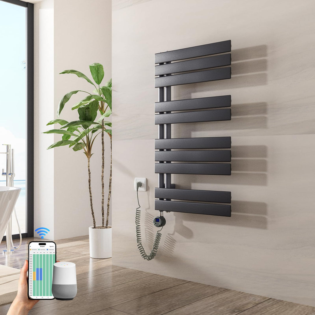 Heilmetz Badheizkörper Elektrisch WiFi 899 x 500 mm,Flach Bad Heizkörper mit Digitalem Thermostat, E