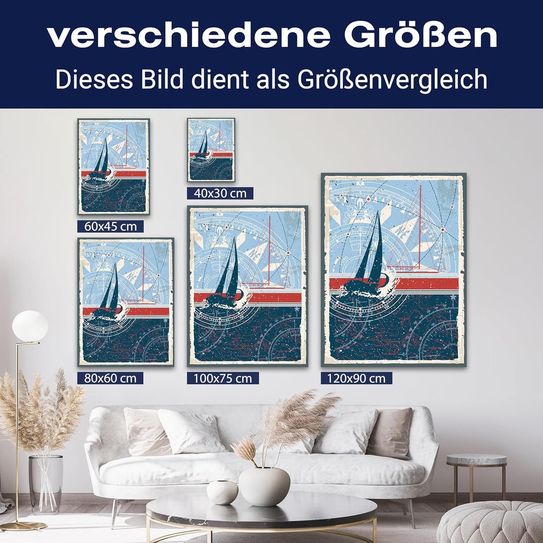 wandmotiv24 Leinwandbild Maritim, 80x60cm, Hochformat, Segelschiff, Deko, Bilder auf Leinwand, Wandd