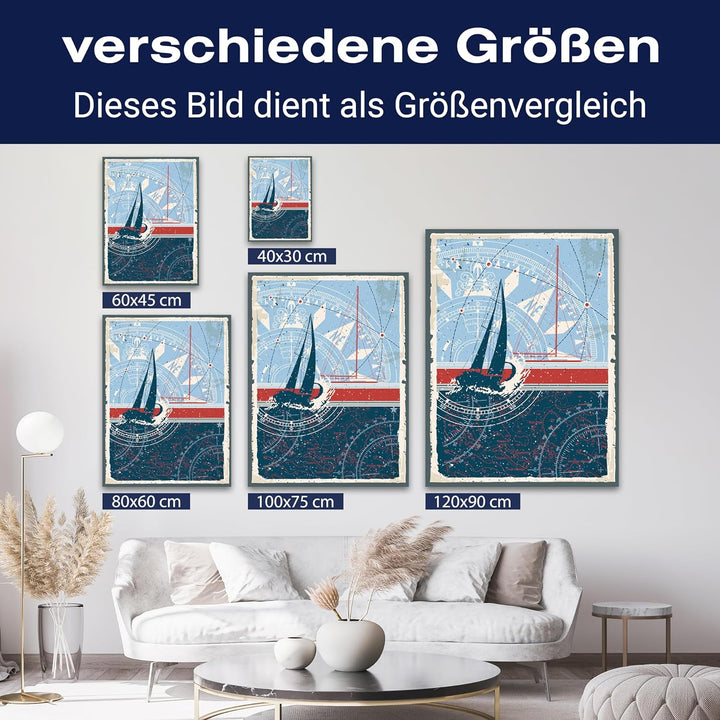 wandmotiv24 Leinwandbild Maritim, 80x60cm, Hochformat, Segelschiff, Deko, Bilder auf Leinwand, Wandd