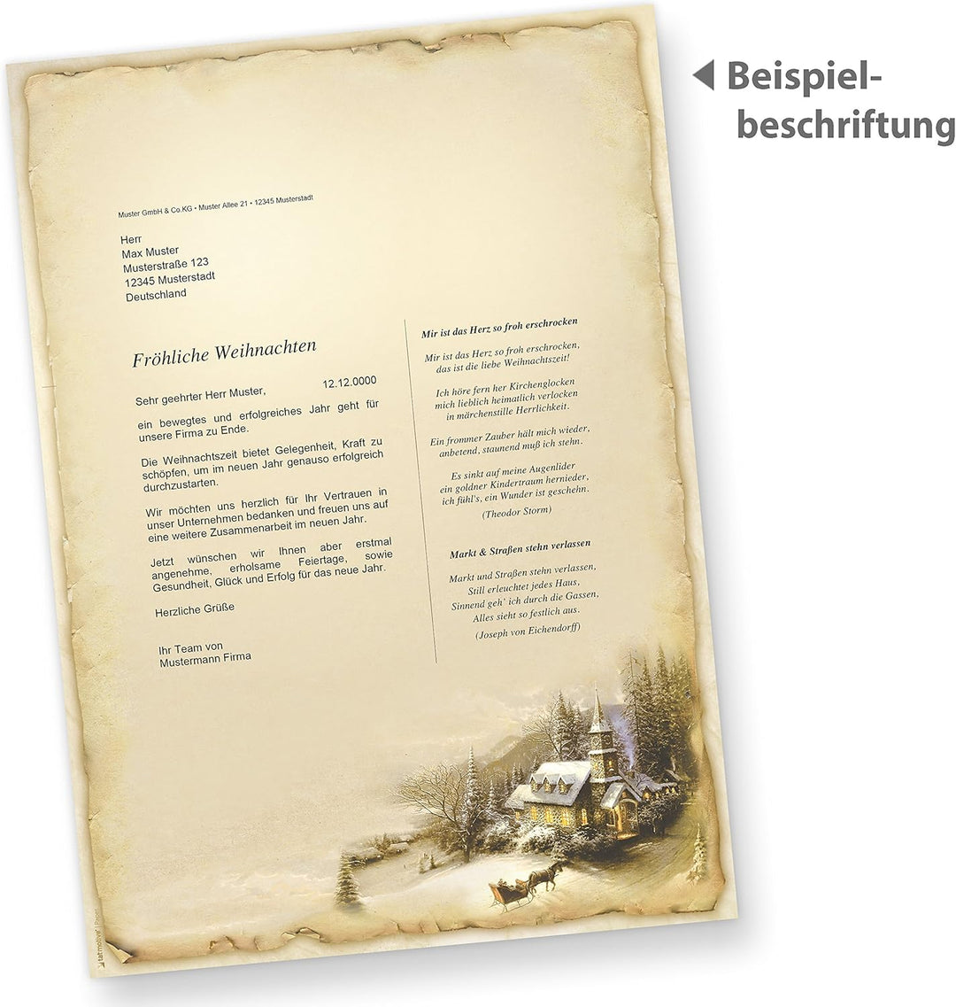 WINTERIDYLLE Weihnachtsbriefpapier (250 Blatt) Weihnachtliches Papier DIN A4 Briefpapier Weihnachten