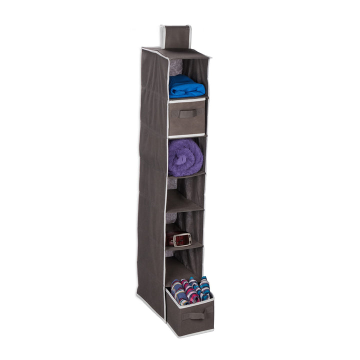 Relaxdays Hängeregal Kleiderschrank, 7 Fächer, Stoff, HxBxT: 106 x 16,5 x 31 cm, 2 Schübe, Kleideror